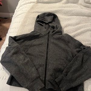 lululemon scuba cropped full zip color: heather ex speckled black